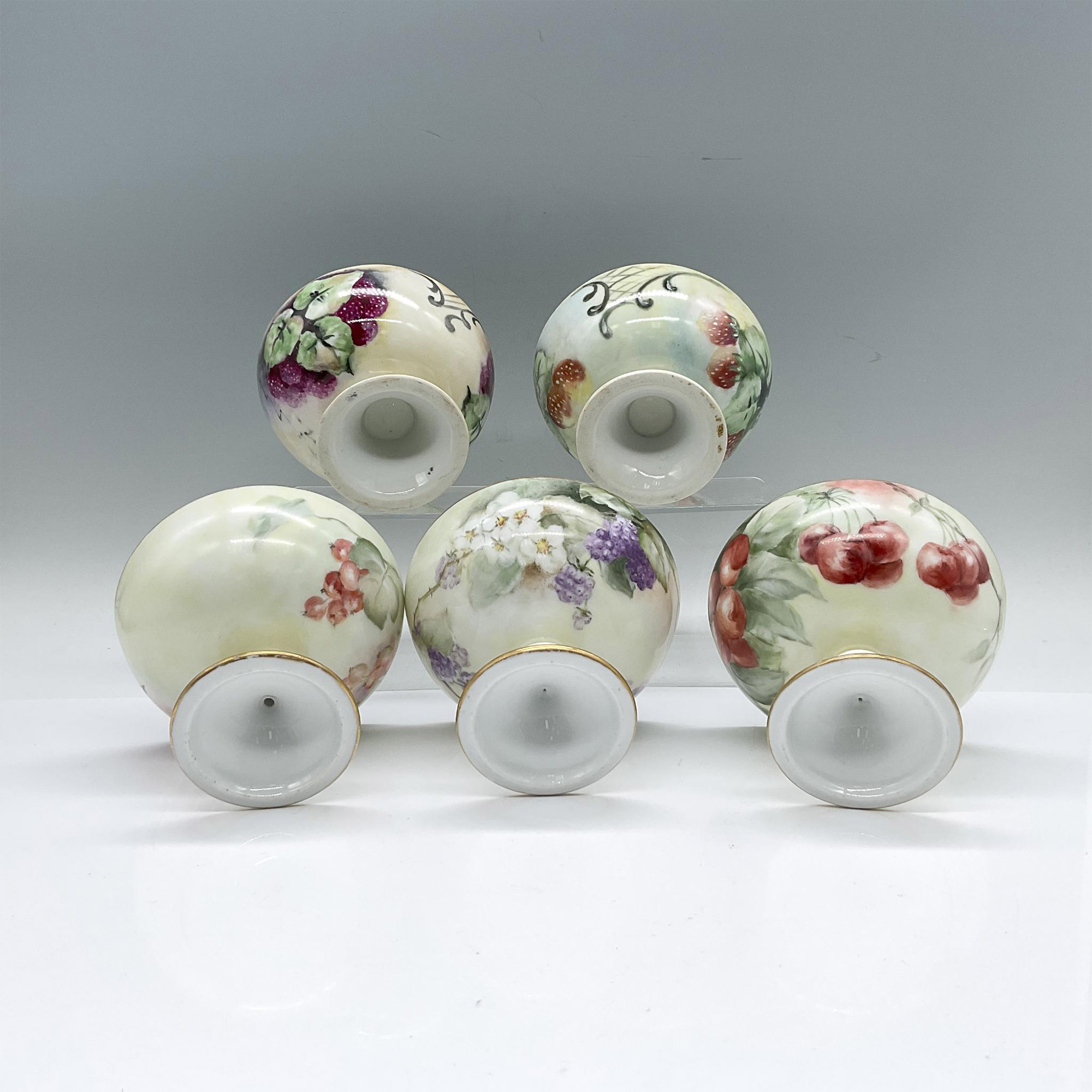 5pc French Style Porcelain Sorbet Footed Bowls - Bild 3 aus 3