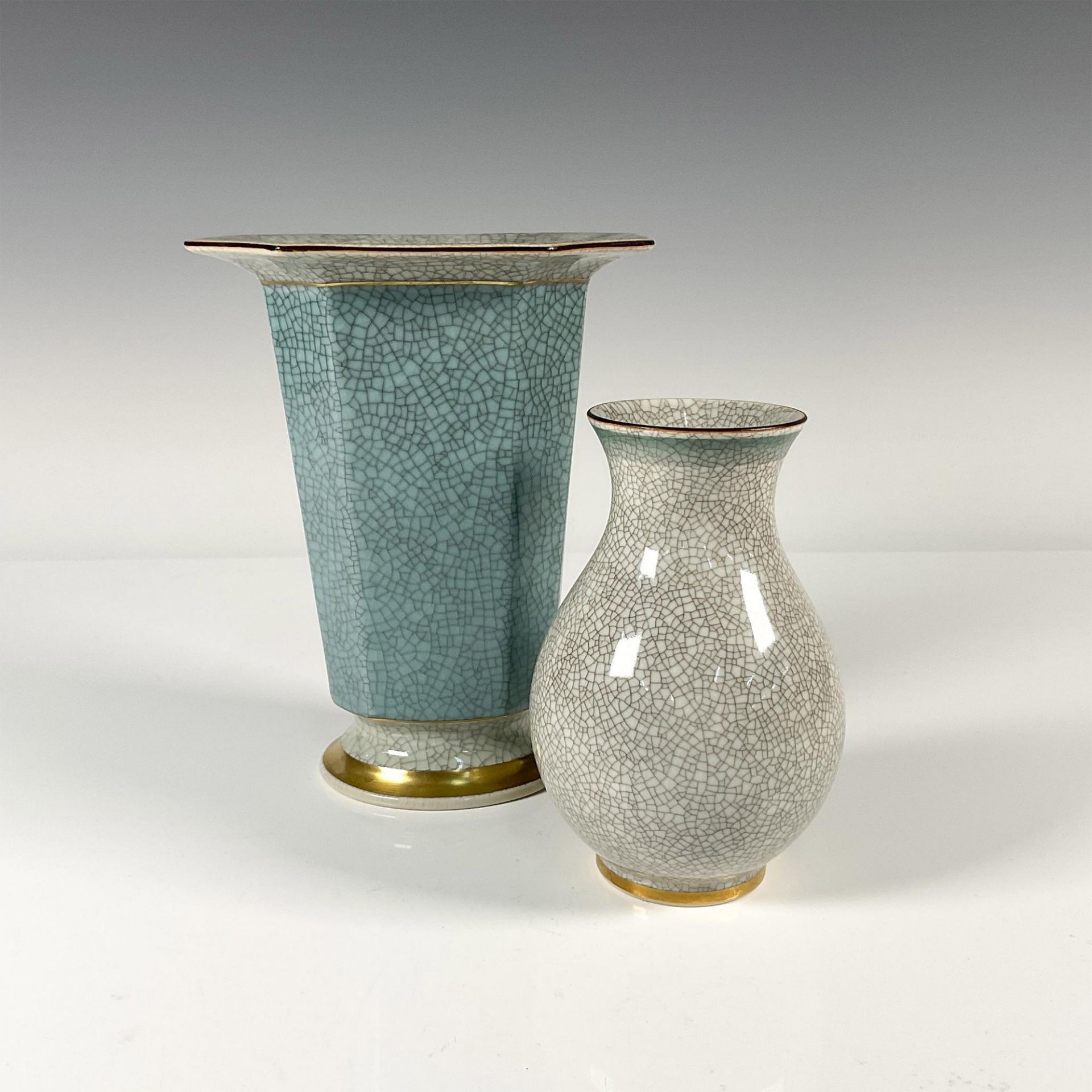 2pc Royal Copenhagen Crackle Glazed Vases