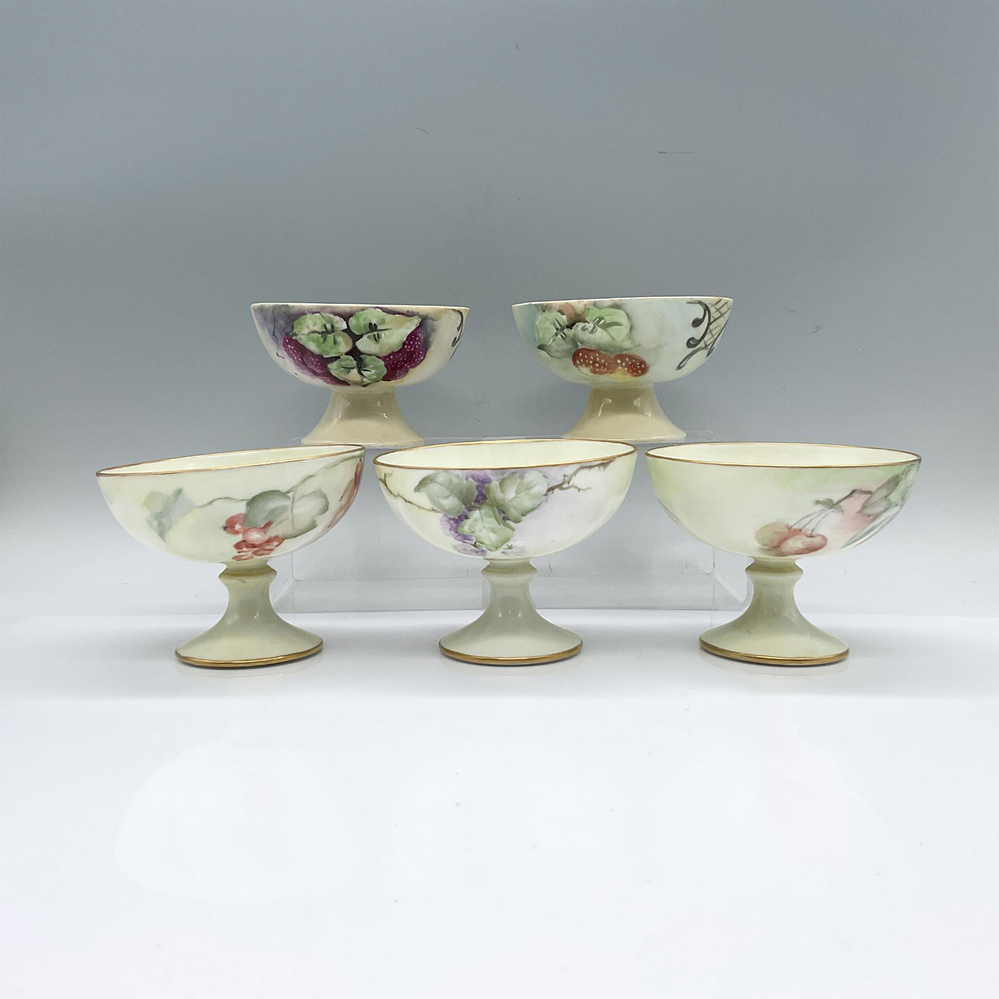 5pc French Style Porcelain Sorbet Footed Bowls - Image 2 of 3