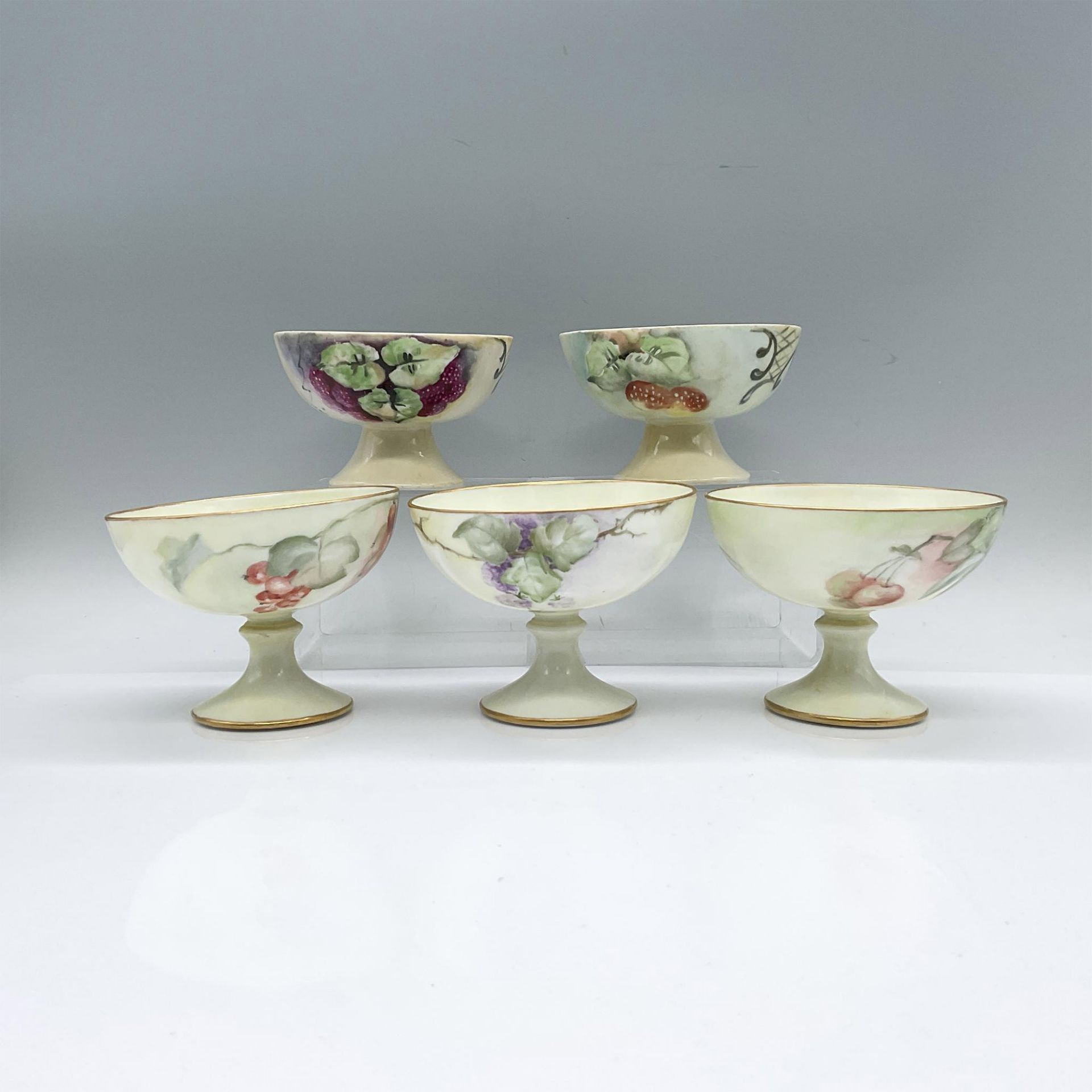 5pc French Style Porcelain Sorbet Footed Bowls - Bild 2 aus 3