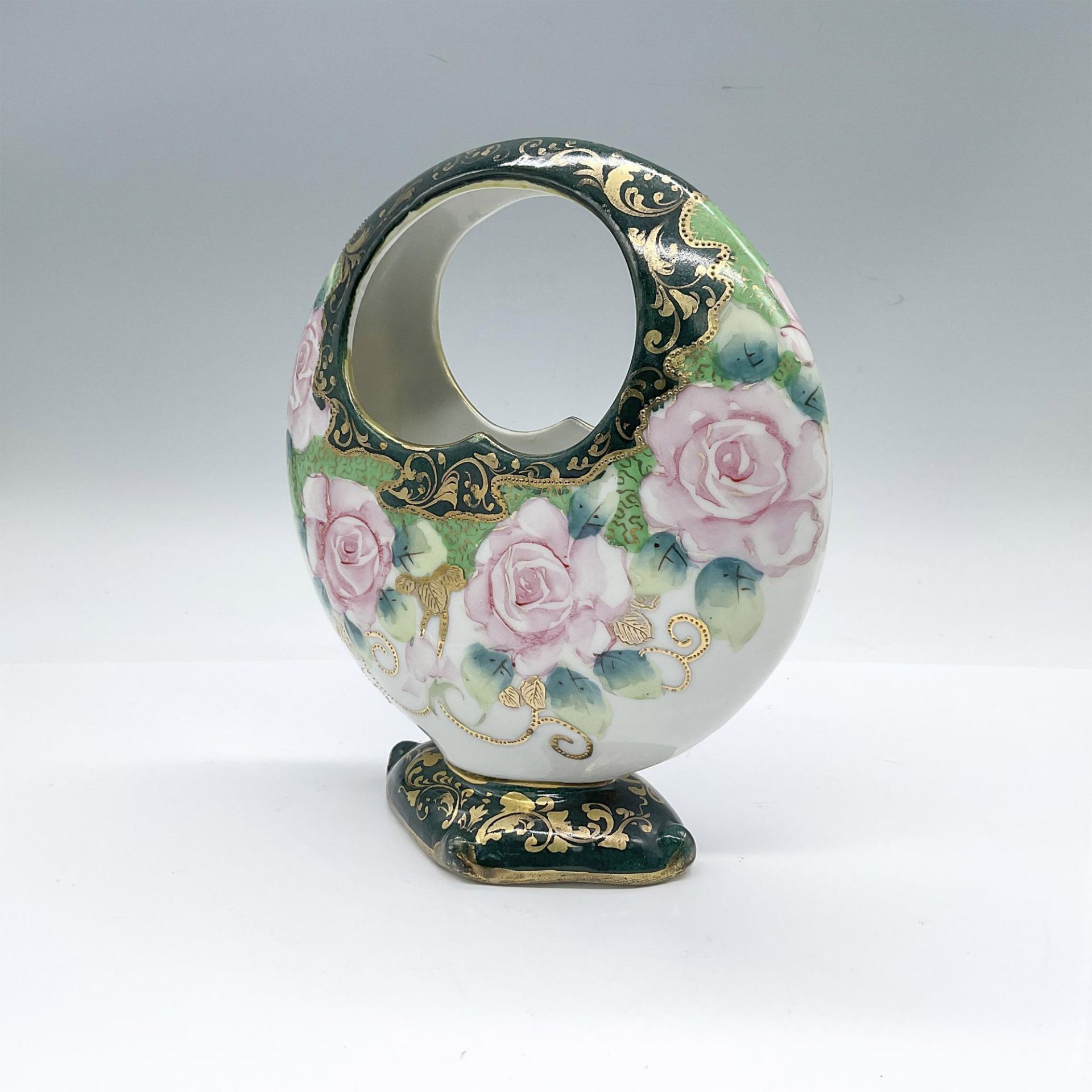 Japanese Nippon Style Porcelain Basket Vase - Image 2 of 3