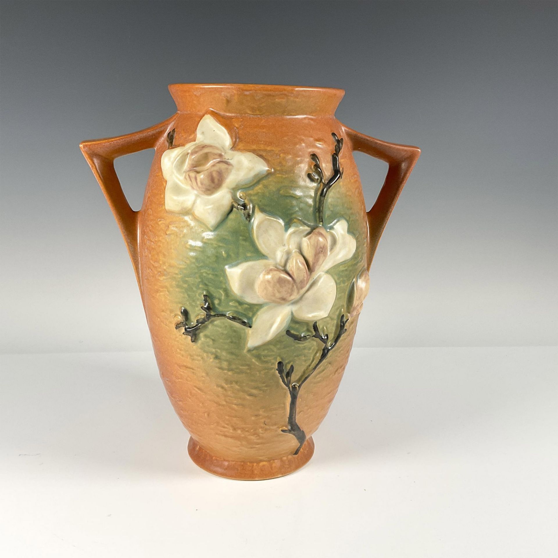Roseville Pottery, Brown Magnolia Vase 96 - Image 2 of 3