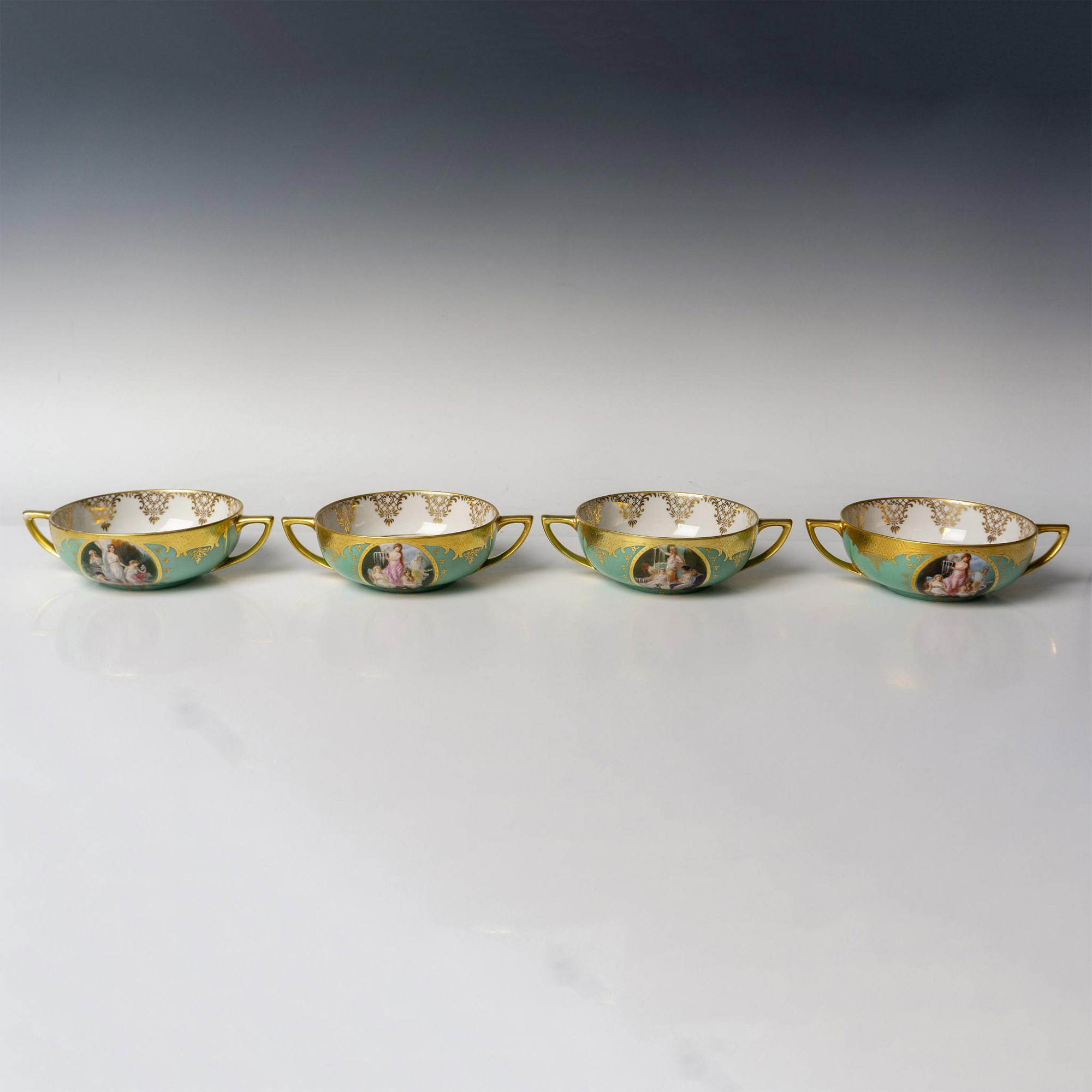 4pc Karlsbad Czechoslovakia Porcelain Soup Bowls