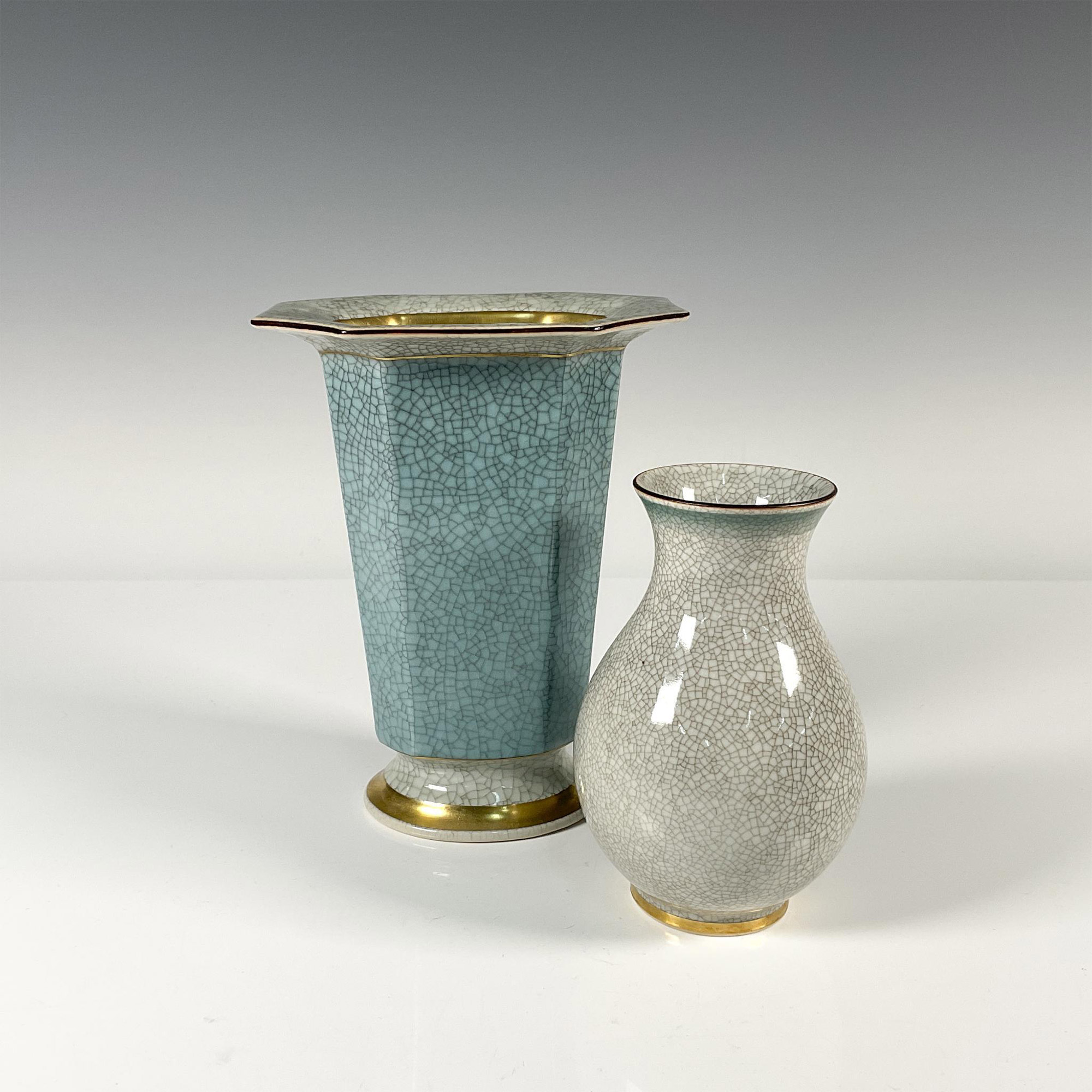 2pc Royal Copenhagen Crackle Glazed Vases - Bild 2 aus 3