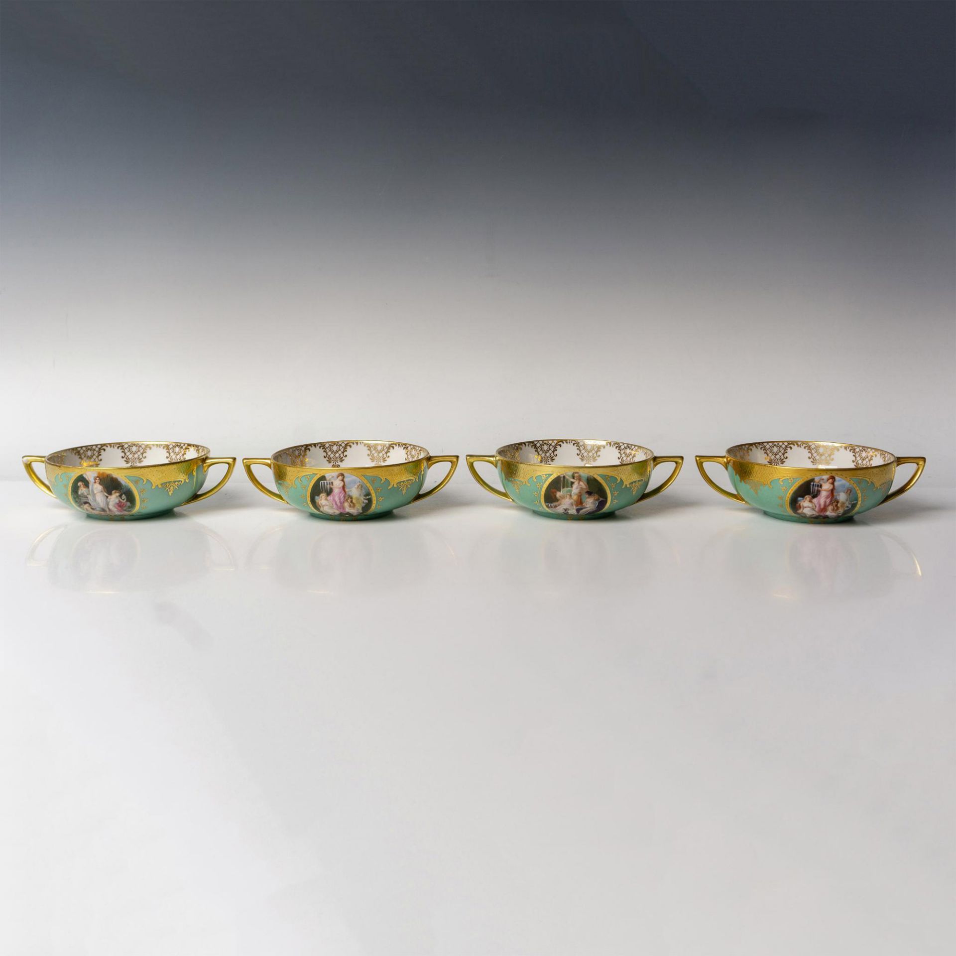 4pc Karlsbad Czechoslovakia Porcelain Soup Bowls - Bild 2 aus 4