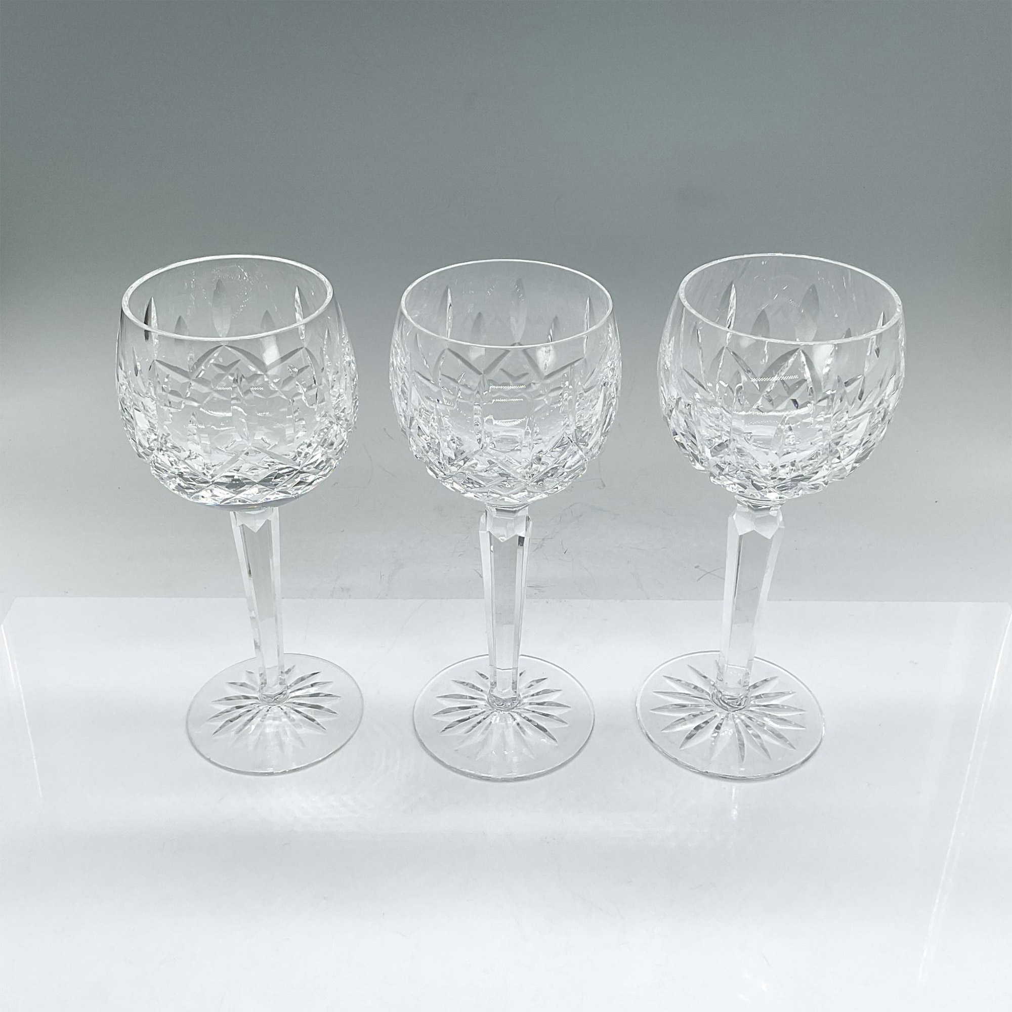 3pc Waterford Crystal Hock Wine Glasses, Lismore - Image 2 of 3