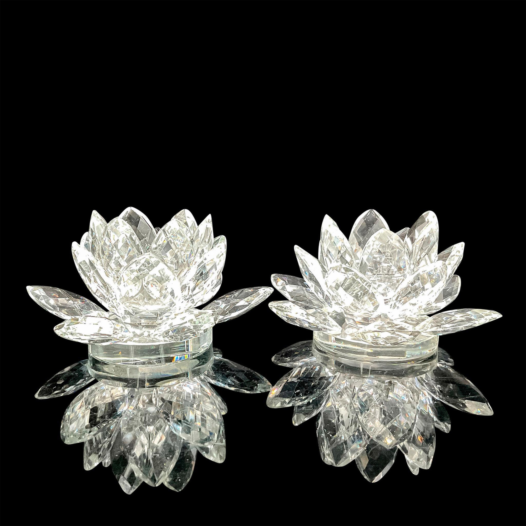 Pair of Shannon Crystal Lotus Candle Holder