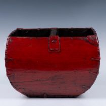 Chinese Red Lacquered Rice Harvest Box