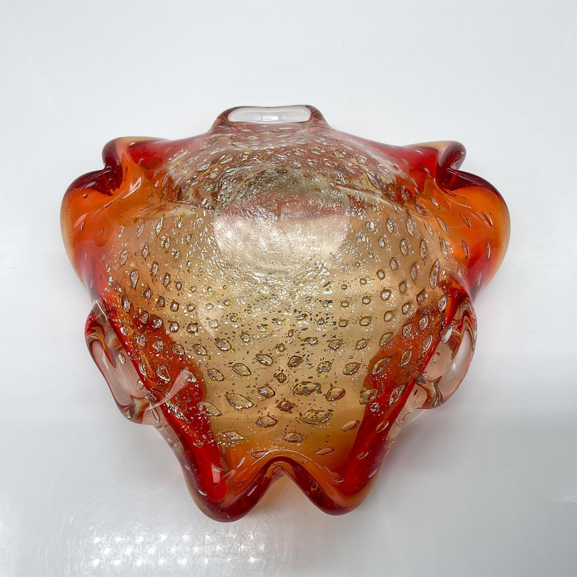 Murano Art Glass Orange and Gold Tones Bowl - Image 3 of 3