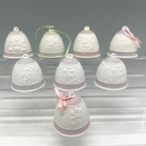 8pc Lladro Porcelain Annual Bell Ornaments
