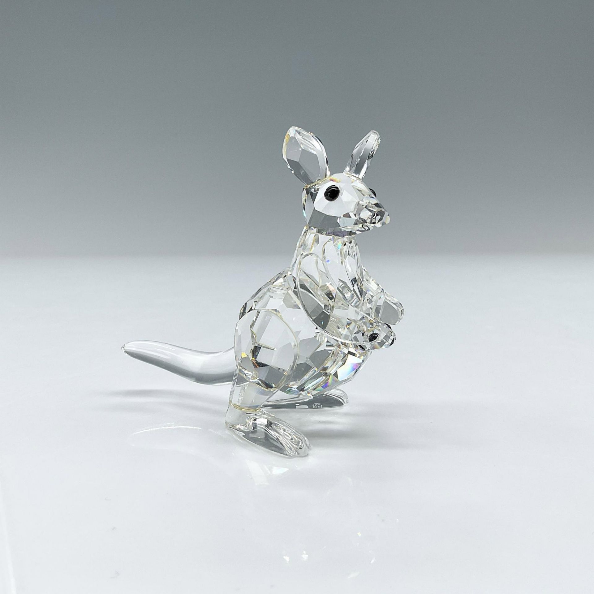 Swarovski Silver Crystal Figurine, Kangaroo with Baby Joey