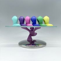 7pc Alessi Colorful Napkin Rings and Cake Stand
