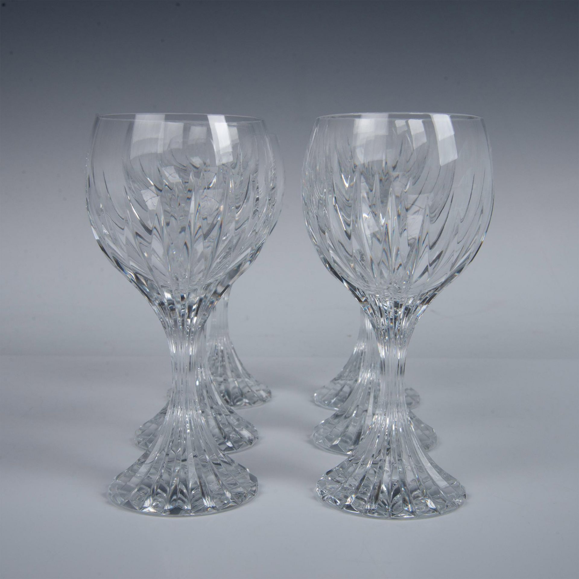 6pc Baccarat Crystal White Wine Glasses, Massena - Bild 4 aus 6