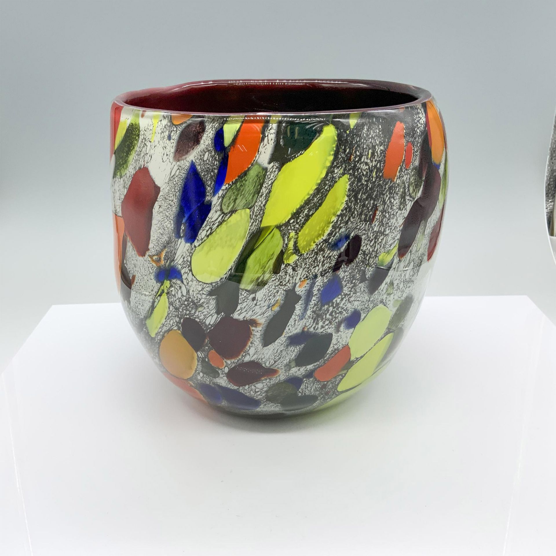 Colorful Large Murano Style Art Glass Vase - Bild 4 aus 6