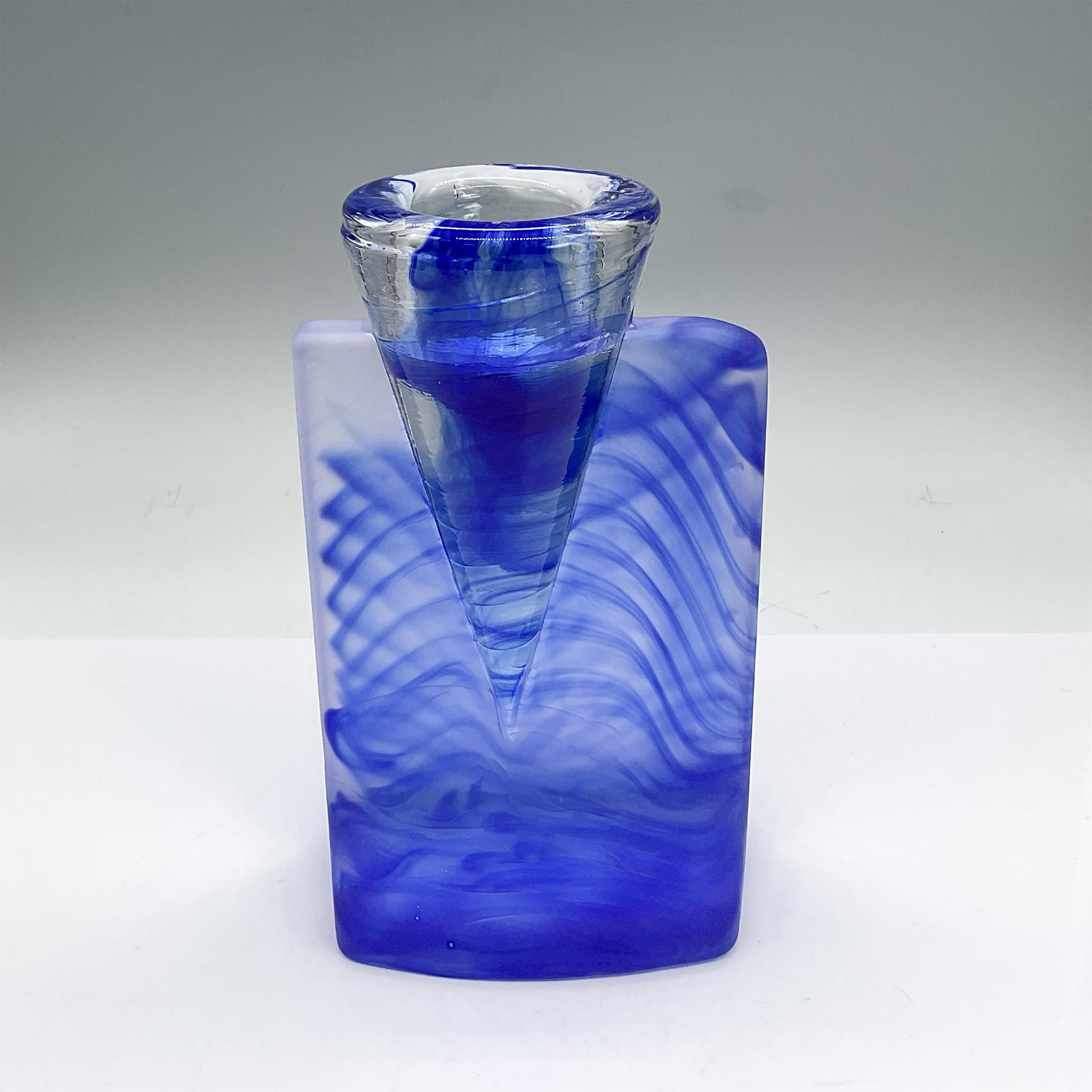 Kosta Boda Glass Candleholder, Ice Age Blue - Image 2 of 3