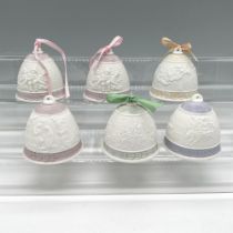 6pc Lladro Porcelain Annual Bell Ornaments