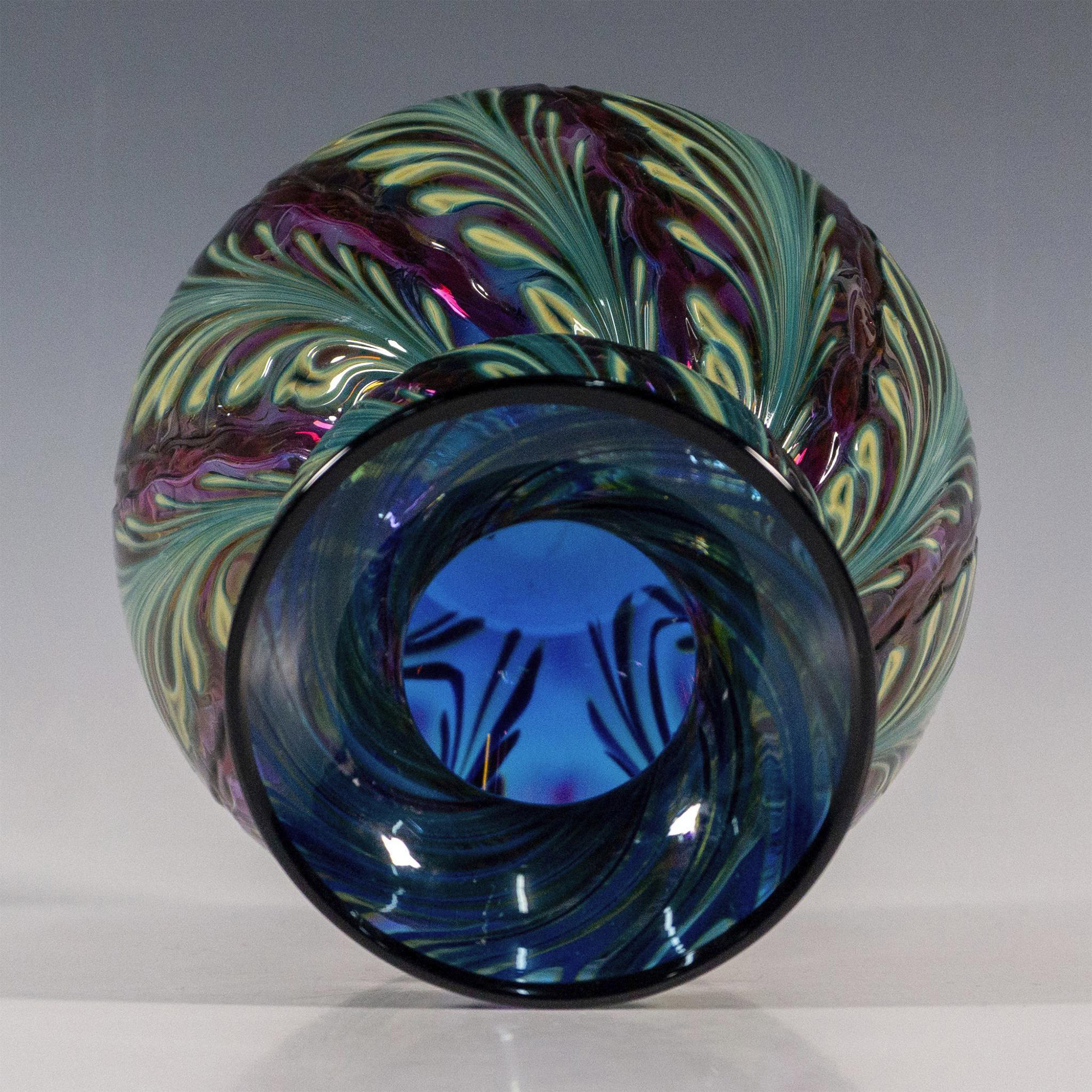 Charles Lotton Art Glass Studio Vase, Wisteria Signed - Image 2 of 3