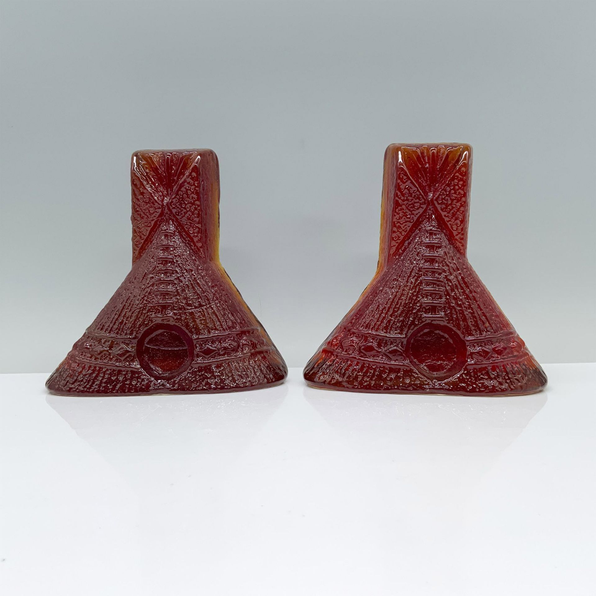 2pc Art Glass Teepee Bookends