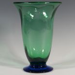 Orrefors by Erika Lagerbielke Glass Vase, Louise Blue Green