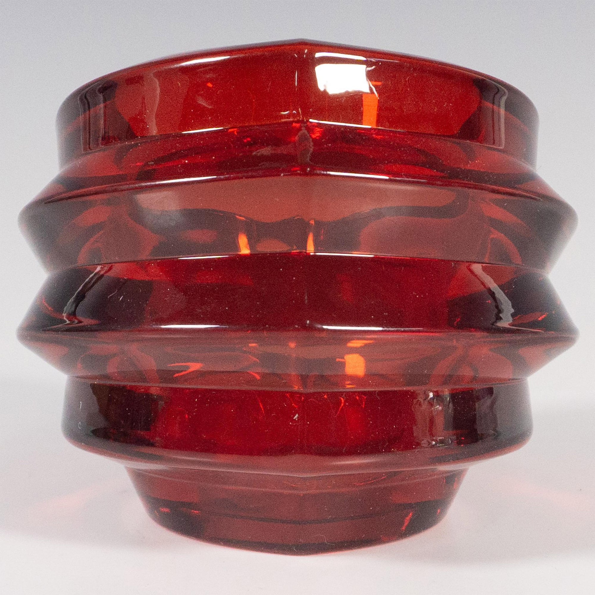 Orrefors Crystal Candle Holder, Eko Red Votive