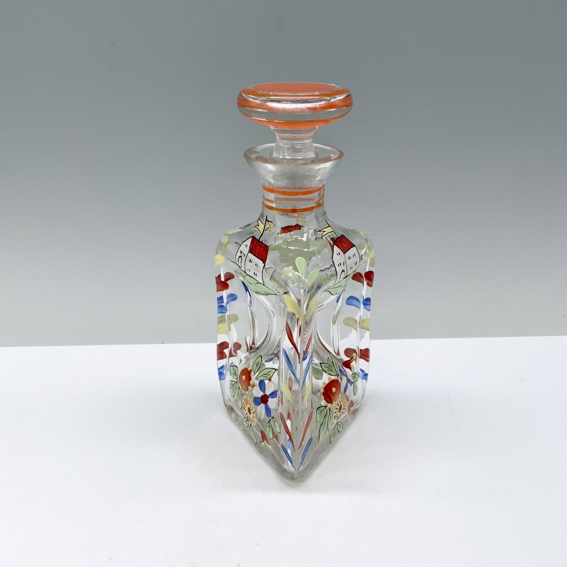 Hand painted Dimple Glass Bottle and Stopper - Image 2 of 3