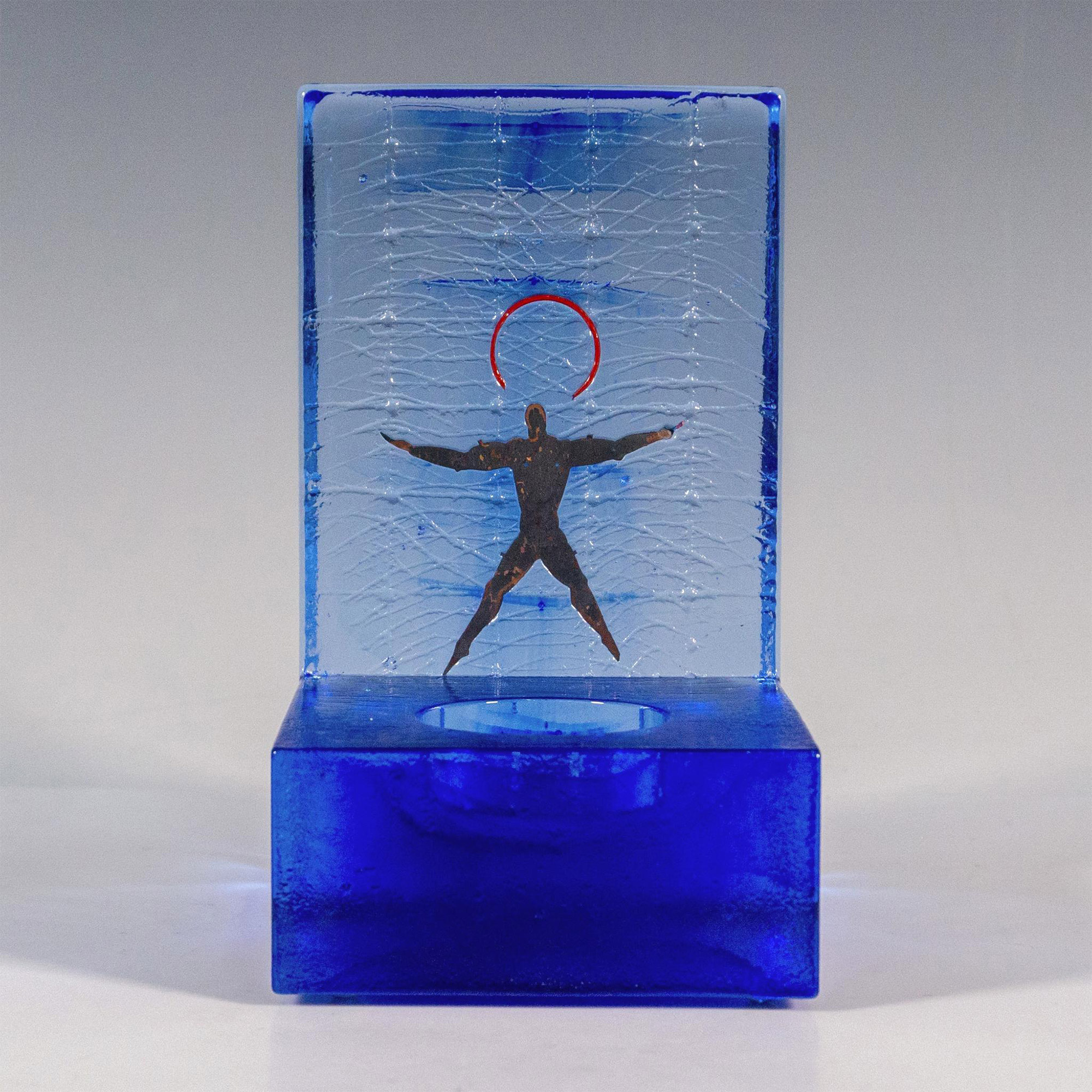 Kosta Boda by Bertil Vallien Blue Art Glass Candle Holder