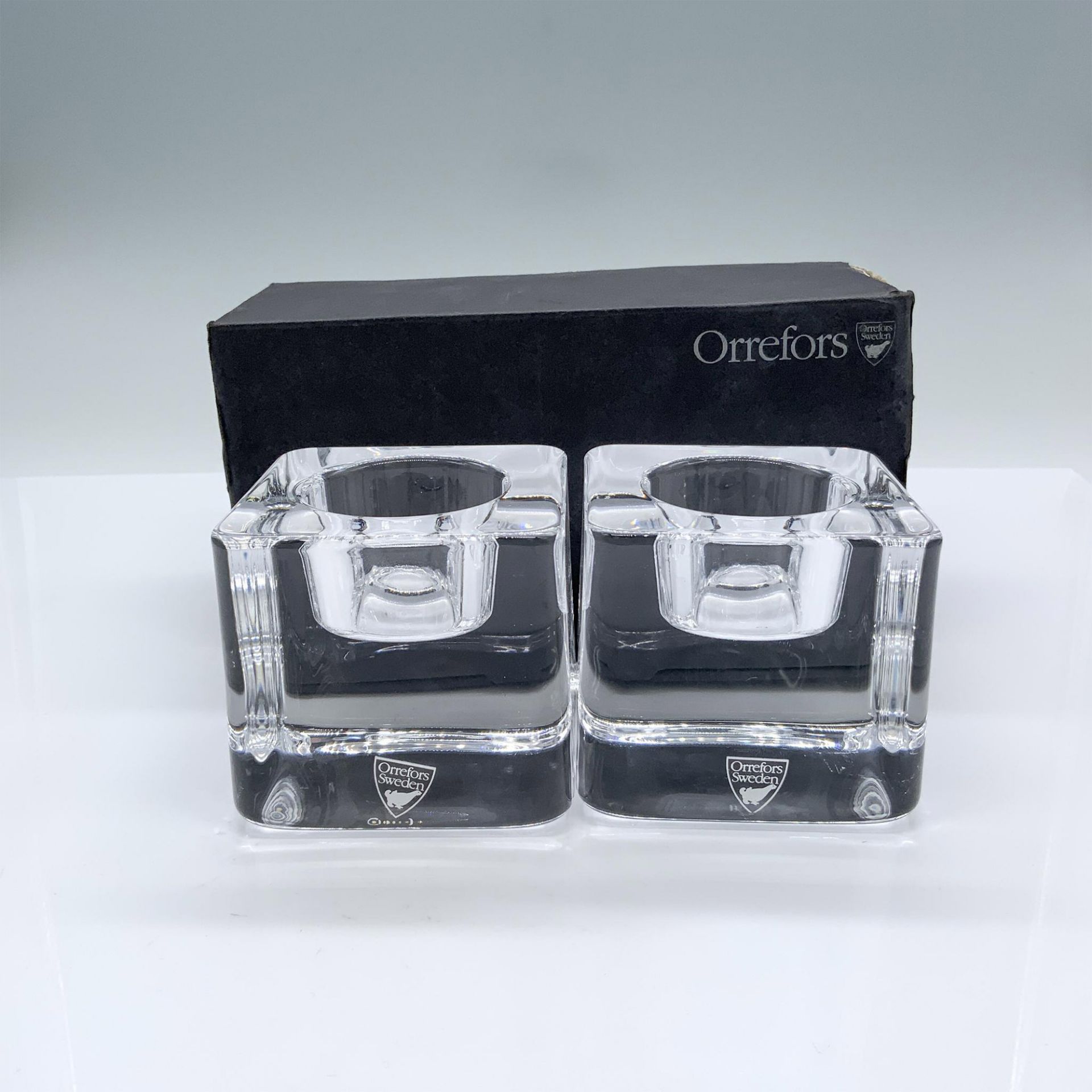 Pair of Orrefors Crystal Ice Cube Candle Holders - Image 5 of 5
