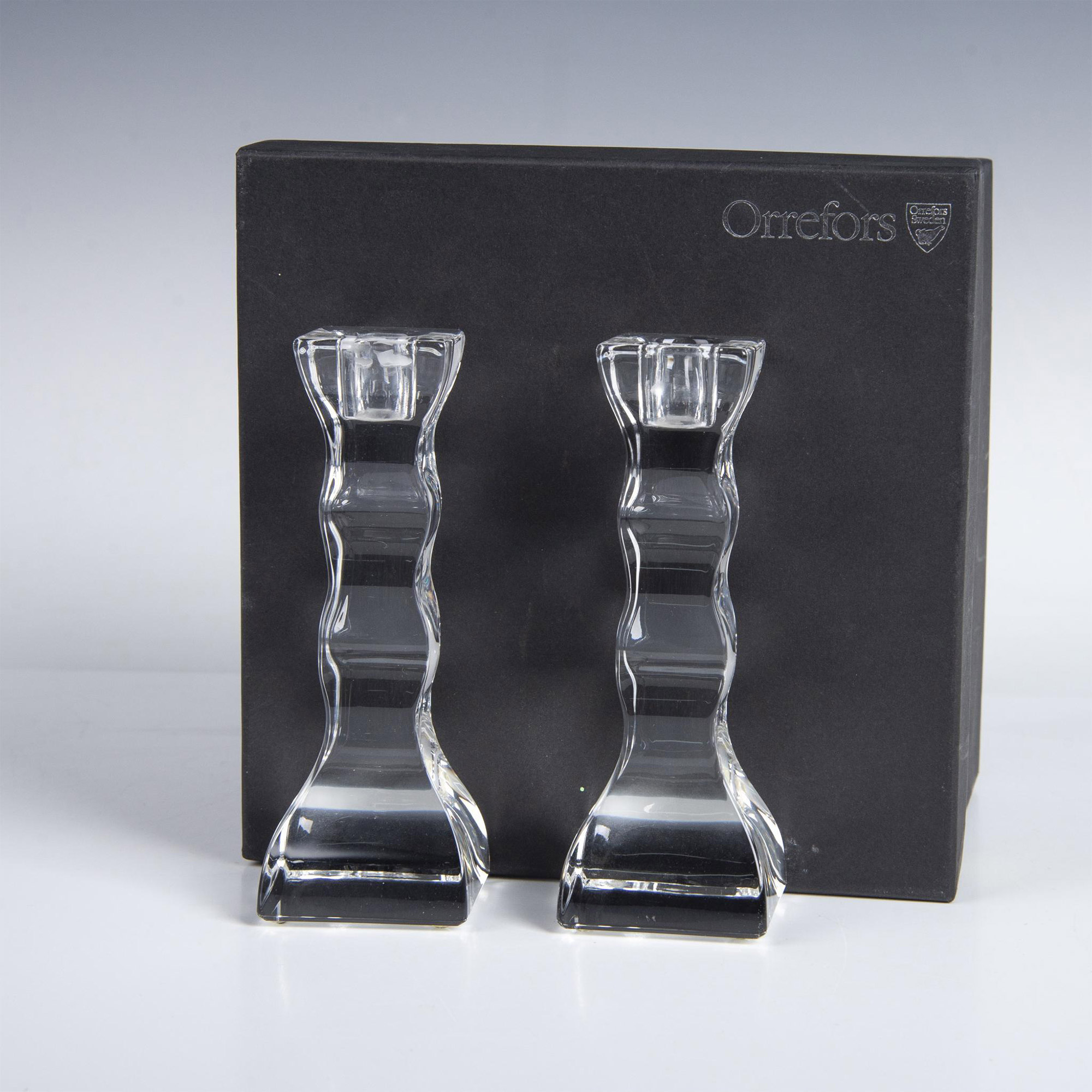 Pair of Orrefors by Helene Krantz Candle Holders, Cruise - Image 6 of 6