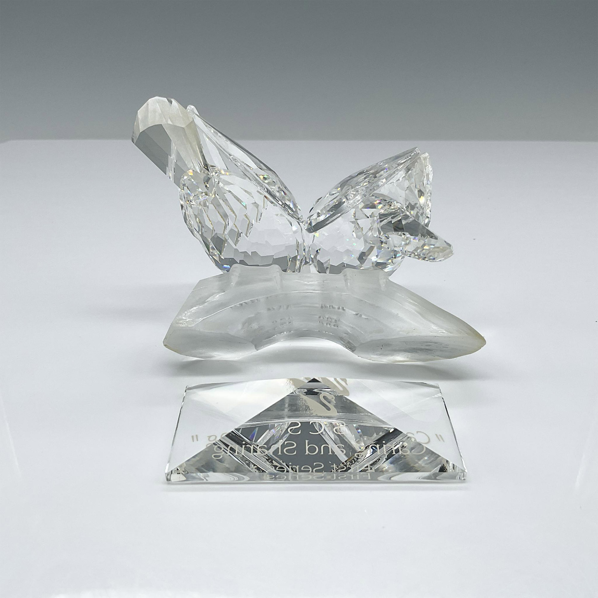2pc Swarovski Crystal Figurine, Turtledoves and Plaque - Image 3 of 4