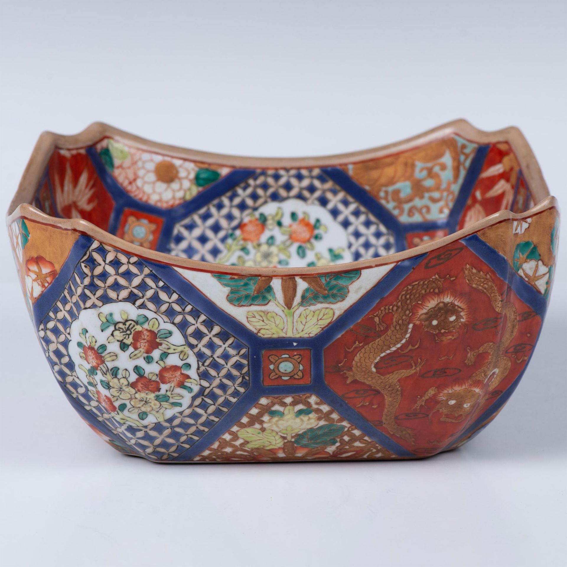 Chinese Ceramic Bowl, Foo Dogs, Cranes, Blue Bird - Bild 2 aus 4