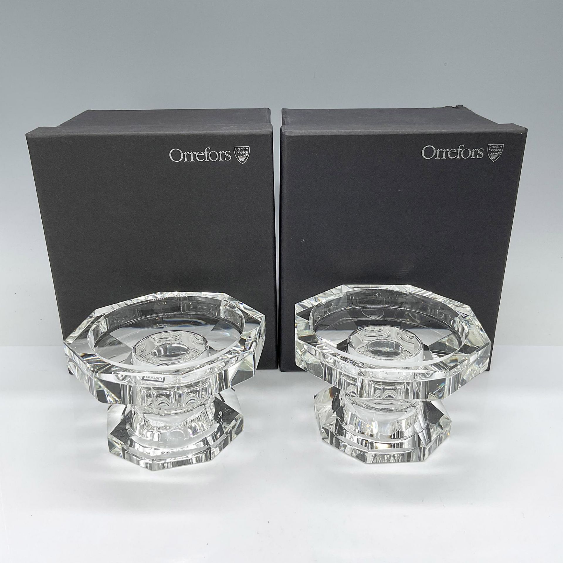 2pc Orrefors Crystal Candle Holders, Totem Trio - Bild 4 aus 4