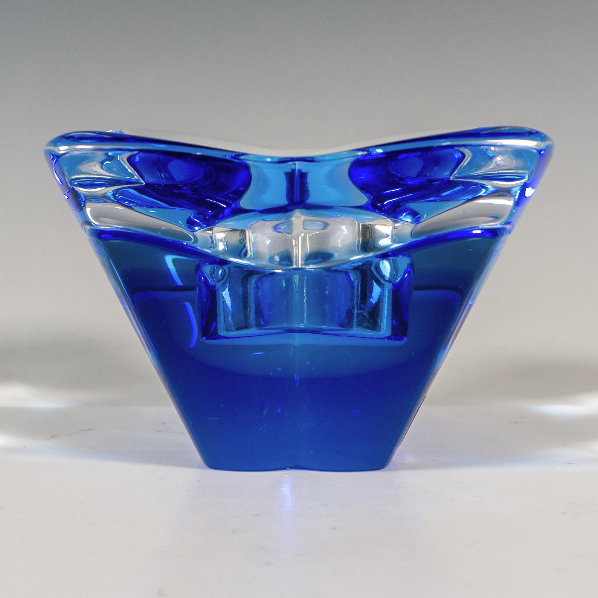 Orrefors by Lars Hellsten Crystal Candle Holder, Cornflower