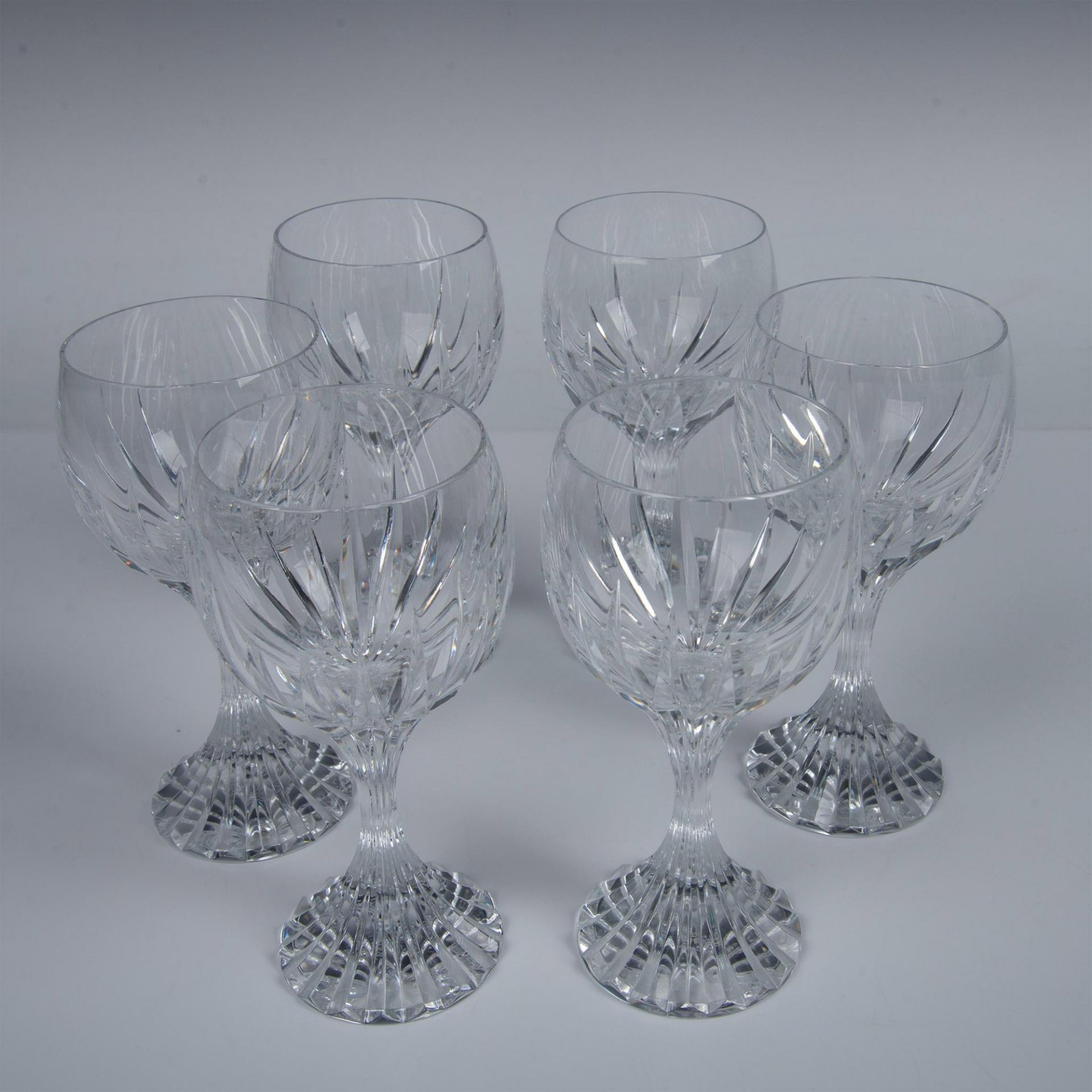 6pc Baccarat Crystal White Wine Glasses, Massena - Bild 2 aus 6