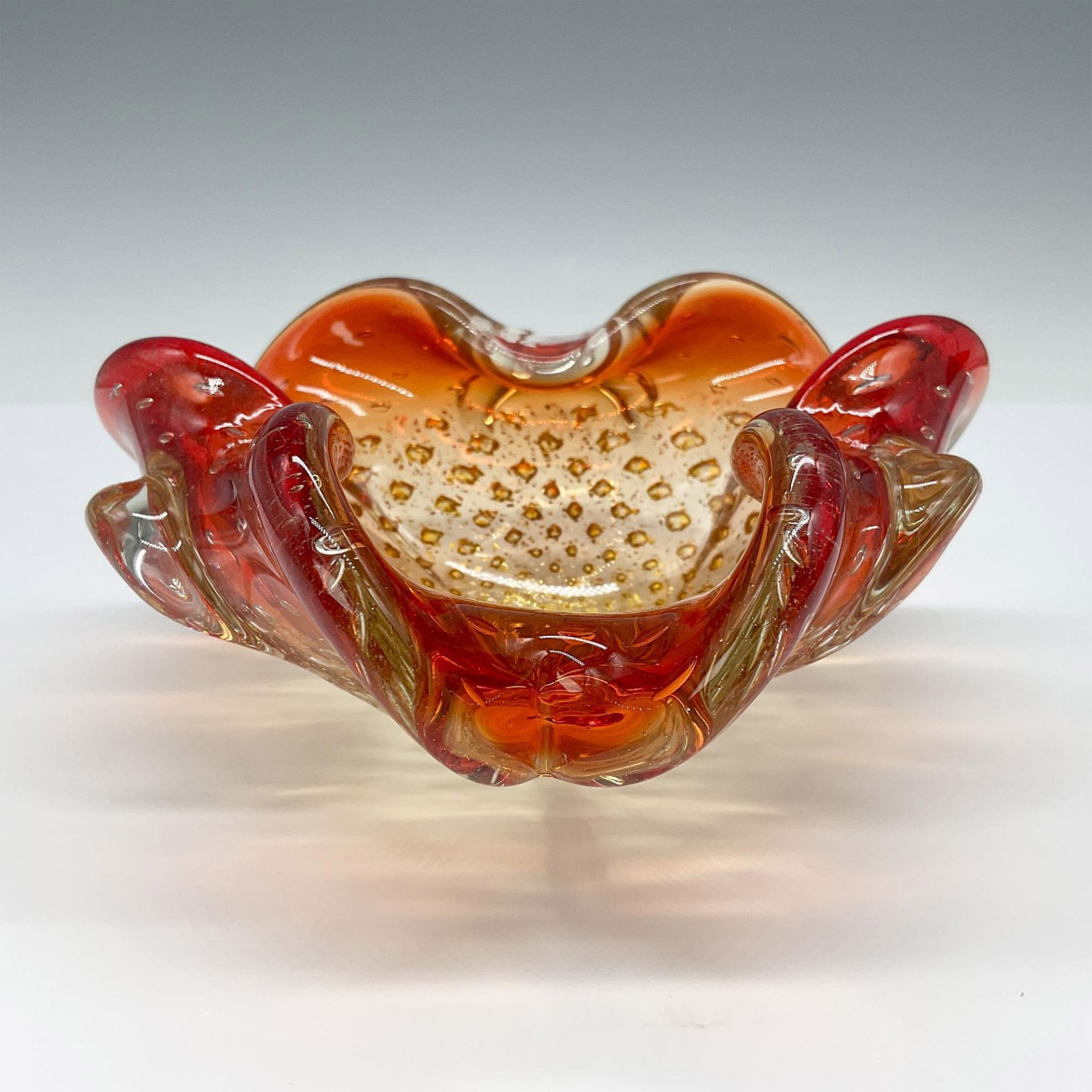 Murano Art Glass Orange and Gold Tones Bowl - Bild 2 aus 3