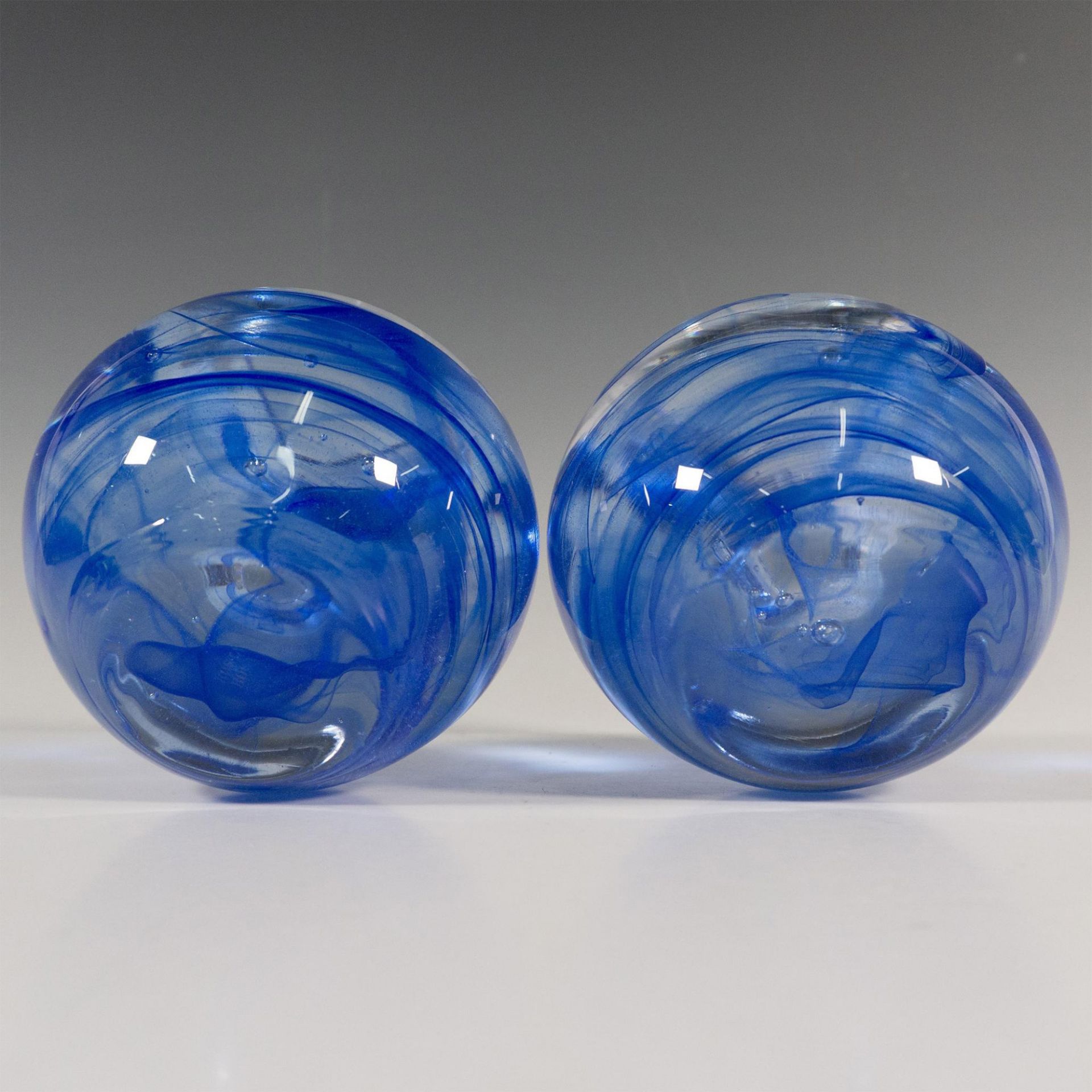 Pair of Kosta Boda Glass Candle Holder, Blue Moon - Bild 3 aus 4