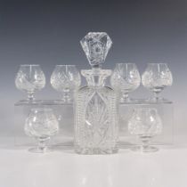 7pc Vintage Glass Decanter with Snifters