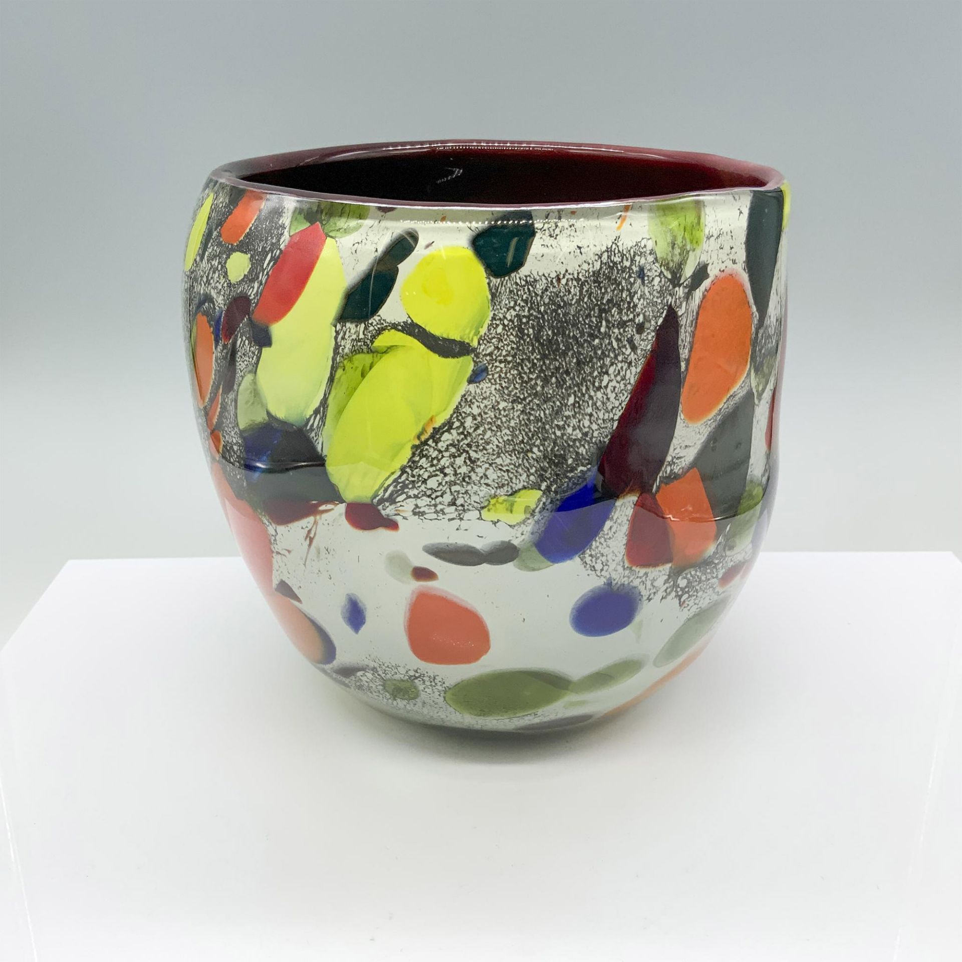 Colorful Large Murano Style Art Glass Vase - Bild 3 aus 6