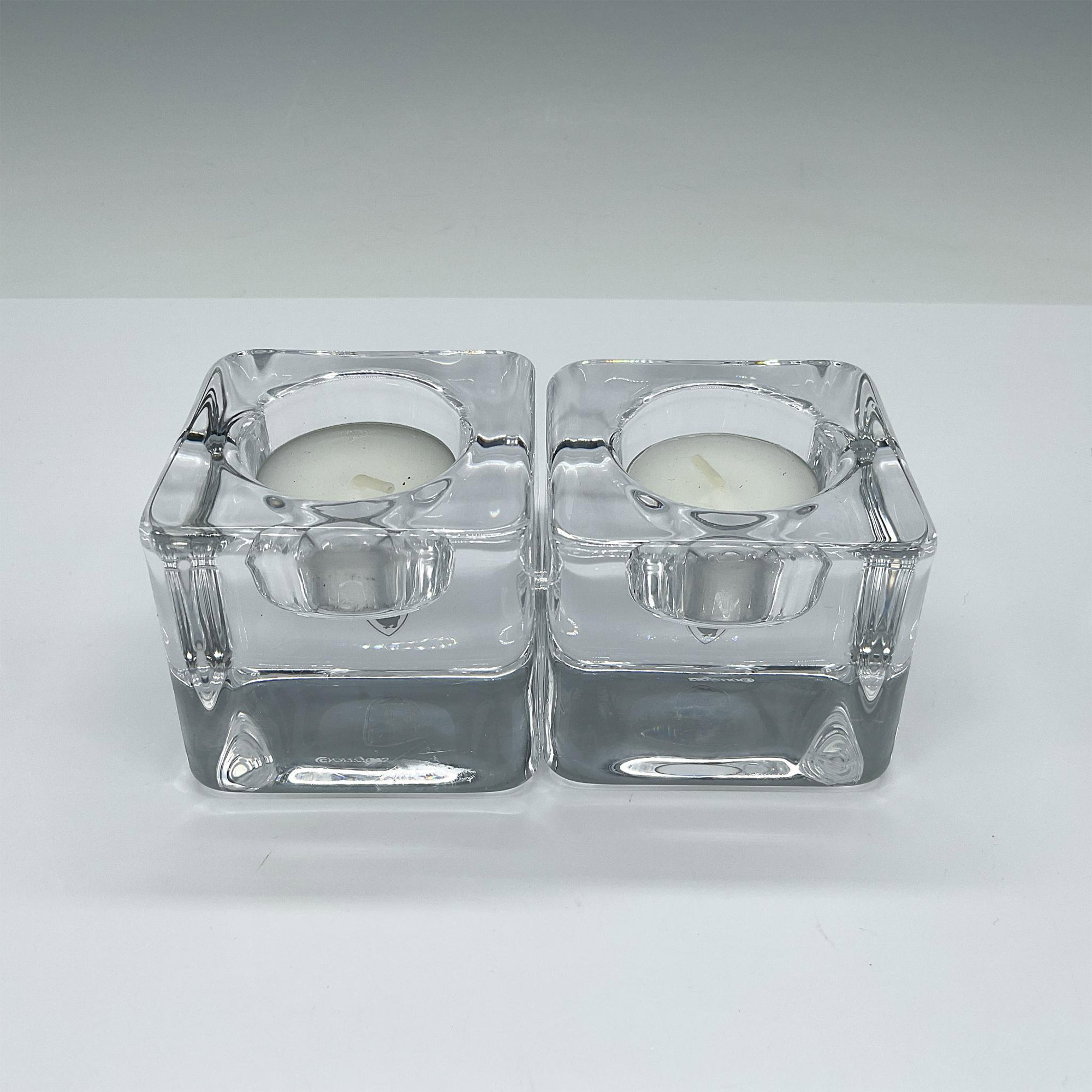 Pair of Orrefors Crystal Ice Cube Candle Holders/Votive - Image 2 of 4