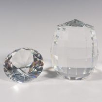 2pc Swarovski Silver Crystal Paperweights, Chaton and Barrel