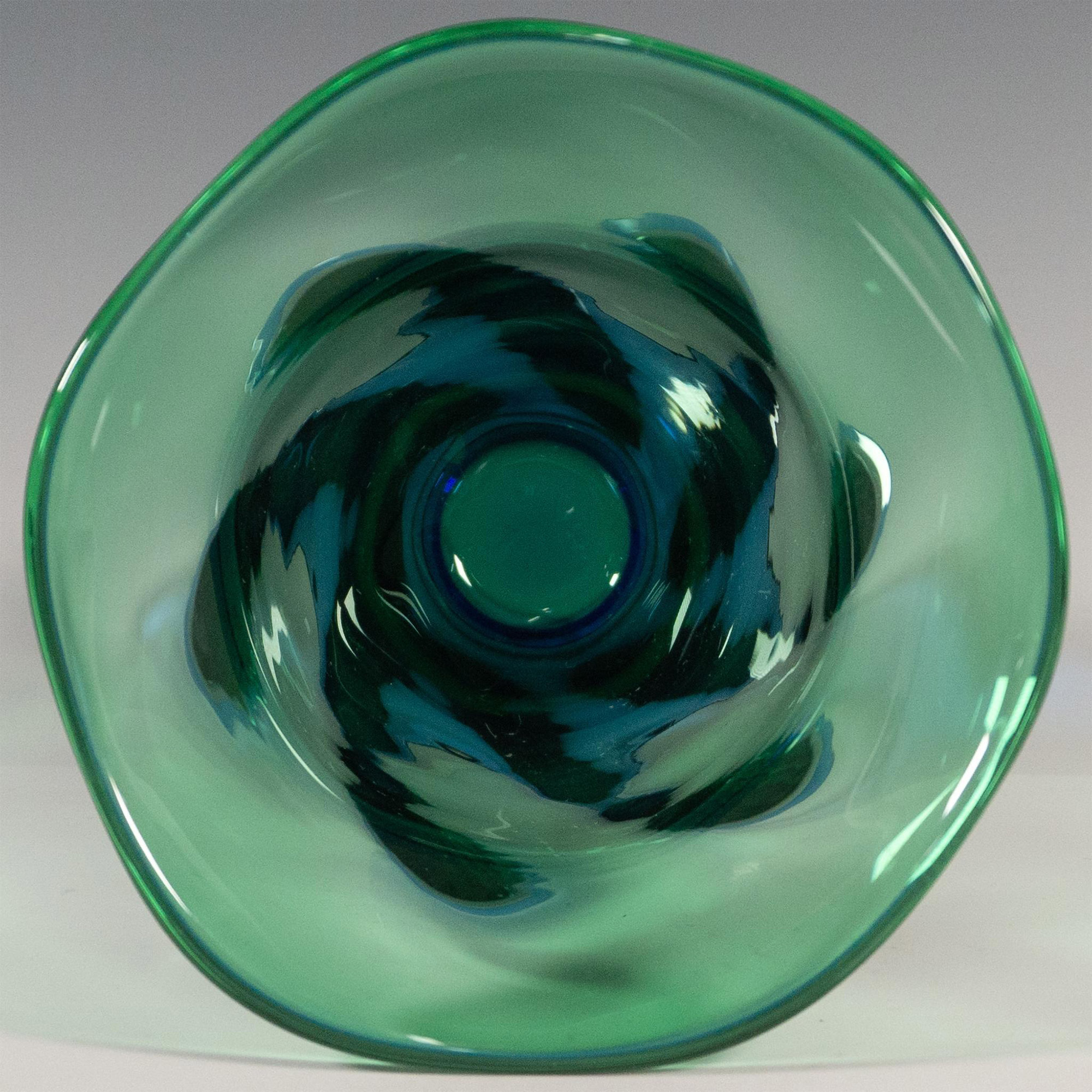 Orrefors by Erika Lagerbielke Glass Vase, Louise Blue Green - Image 3 of 3
