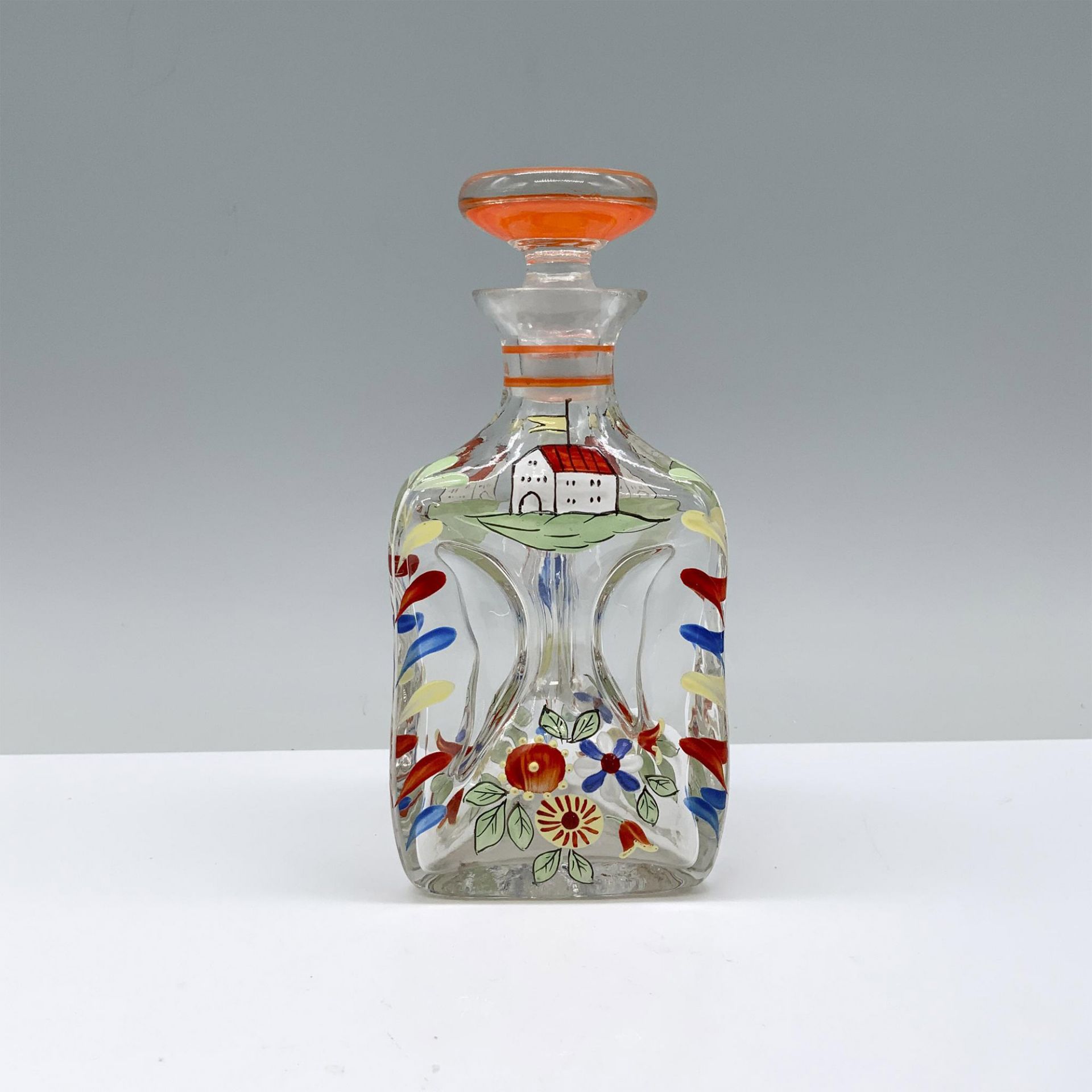 Hand painted Dimple Glass Bottle and Stopper