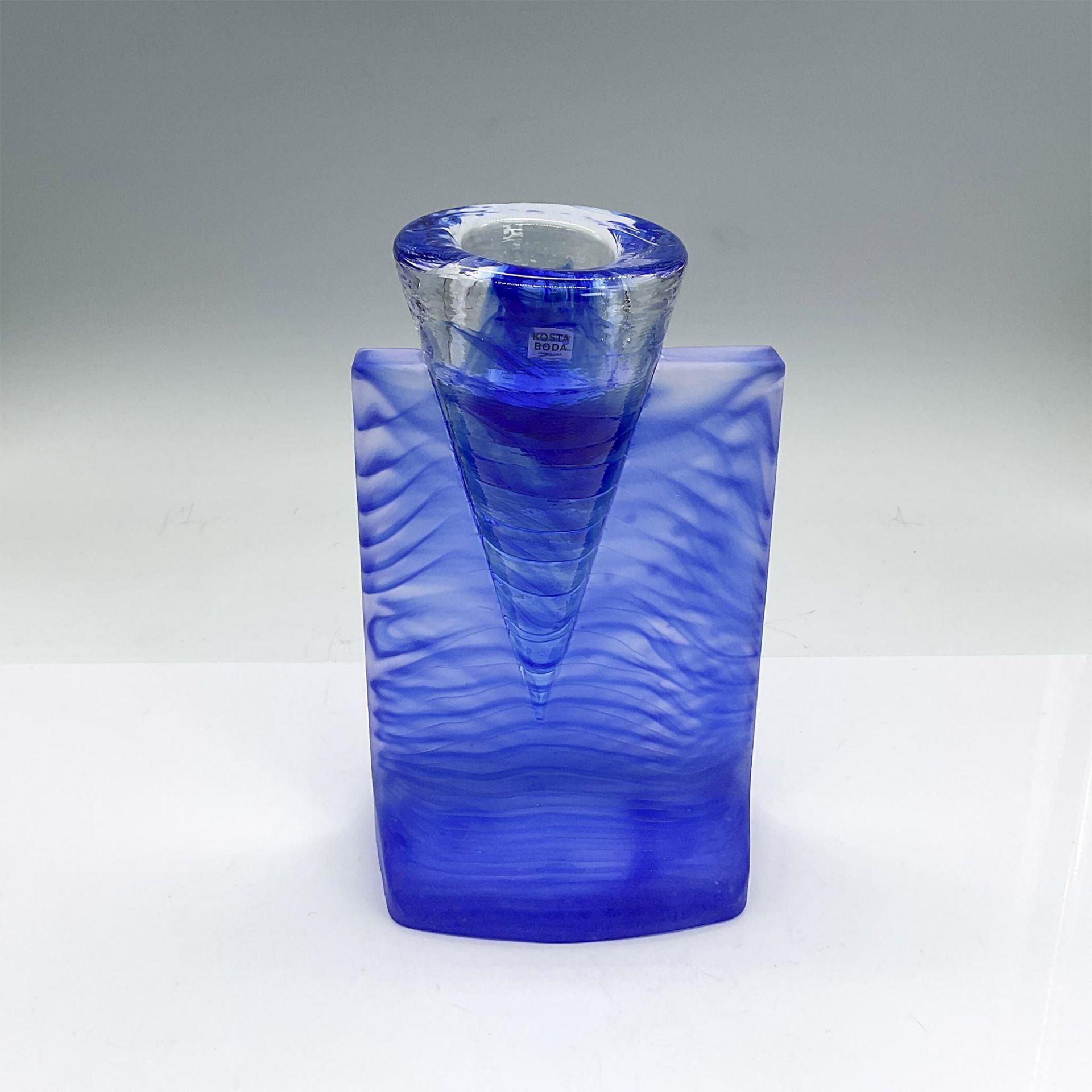 Kosta Boda Glass Candleholder, Ice Age Blue - Image 2 of 3