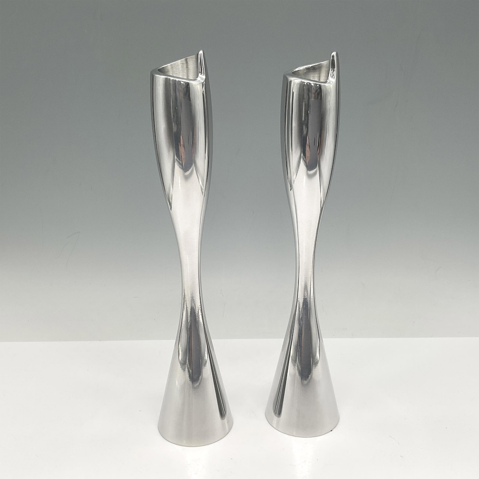 Pair of Nambe' Aluminum Candle Holders