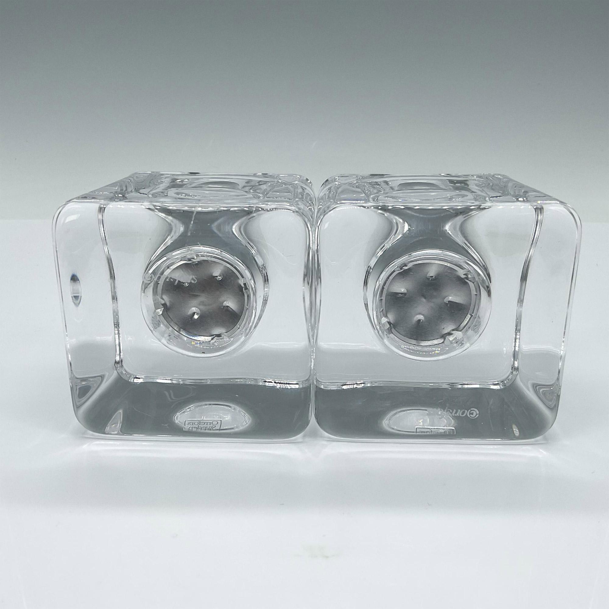 Pair of Orrefors Crystal Ice Cube Candle Holders/Votive - Image 3 of 4
