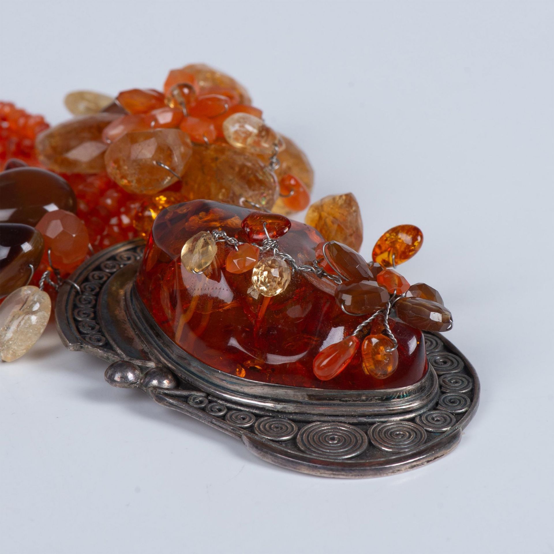 Carnelian and Amber, Sterling Pendant Necklace - Bild 5 aus 6