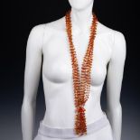 Russian Amber 6 Strand Necklace with Solid Stone Pendant