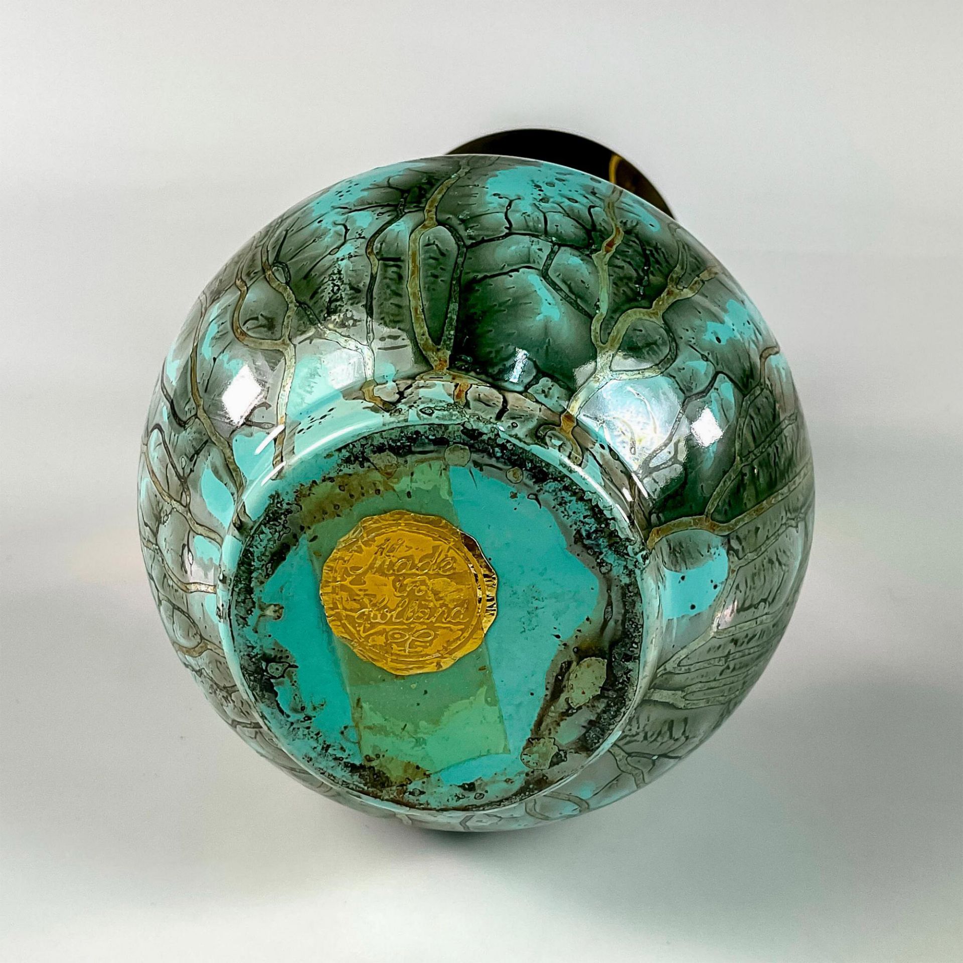 Mid-Century Modern Delft Marbled Glaze Vase - Bild 3 aus 3