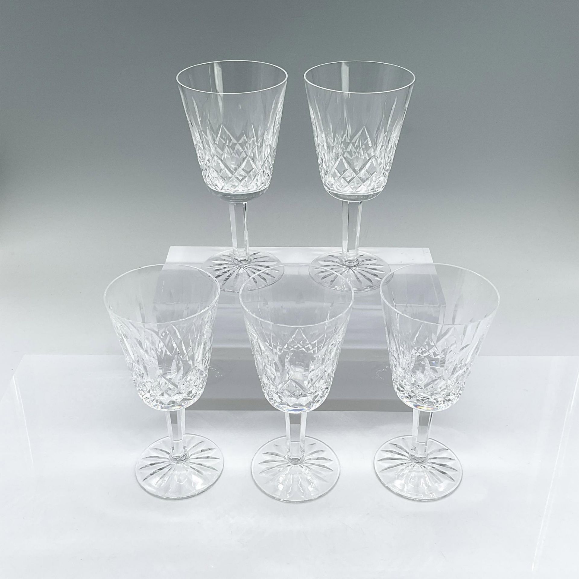 5pc Waterford Crystal White Wine Glasses, Lismore - Bild 2 aus 4