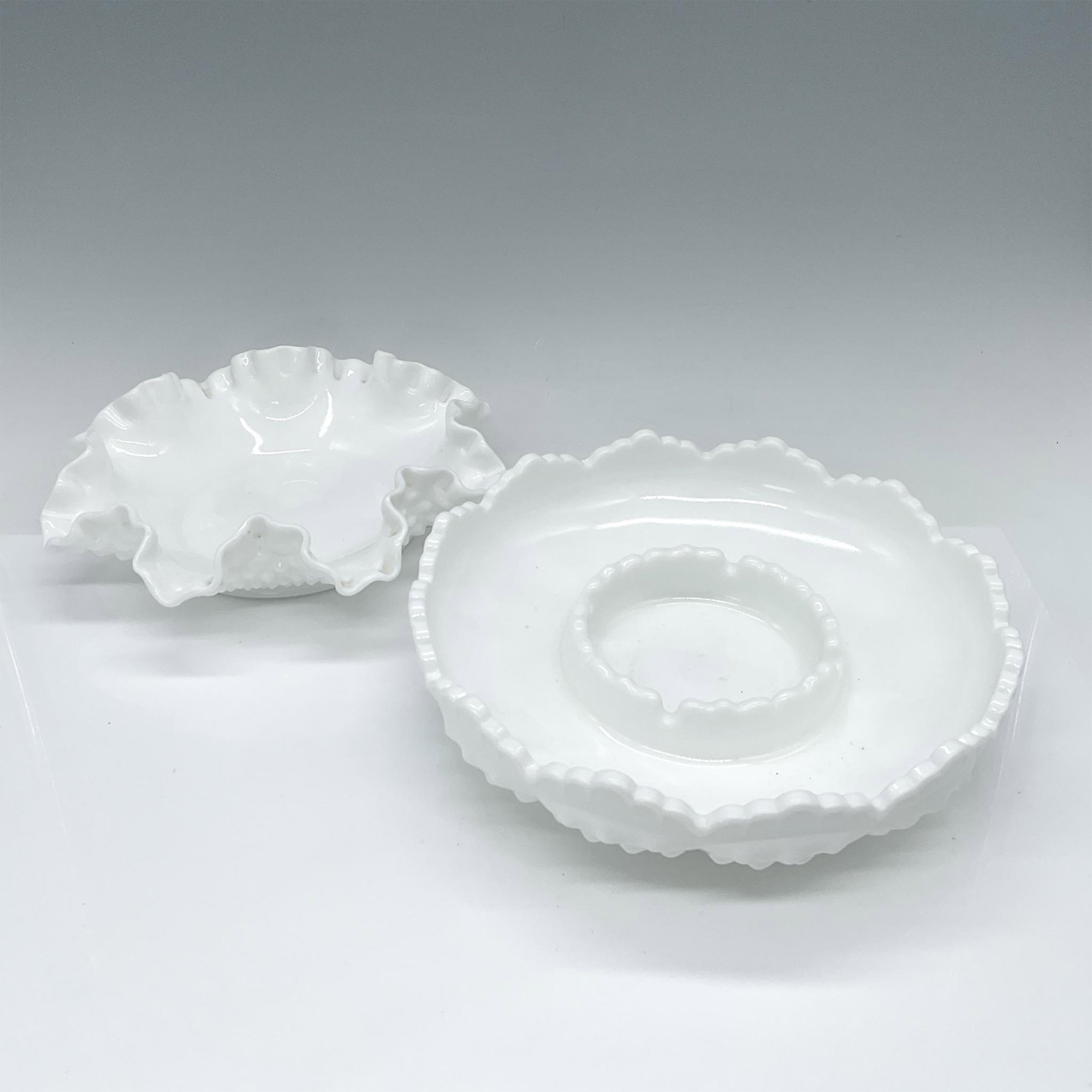2pc Fenton Hobnail Milk Glass Dishes - Image 2 of 4