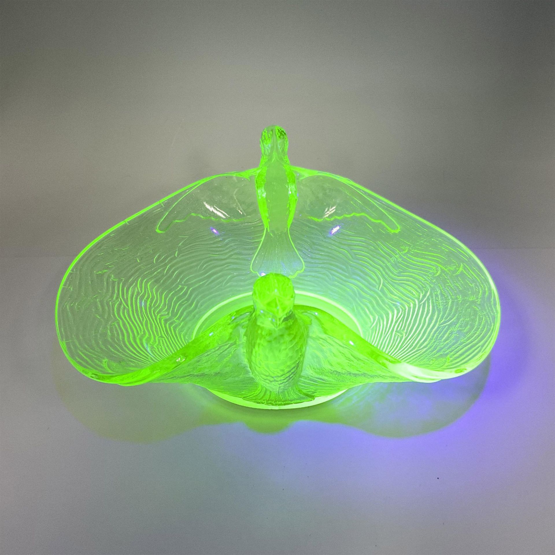 Vintage Fenton Uranium Glass Bird Figural Dish